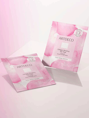 Produktbild der Collagen Boosting Eye Pads auf einem pinken Hintergrund