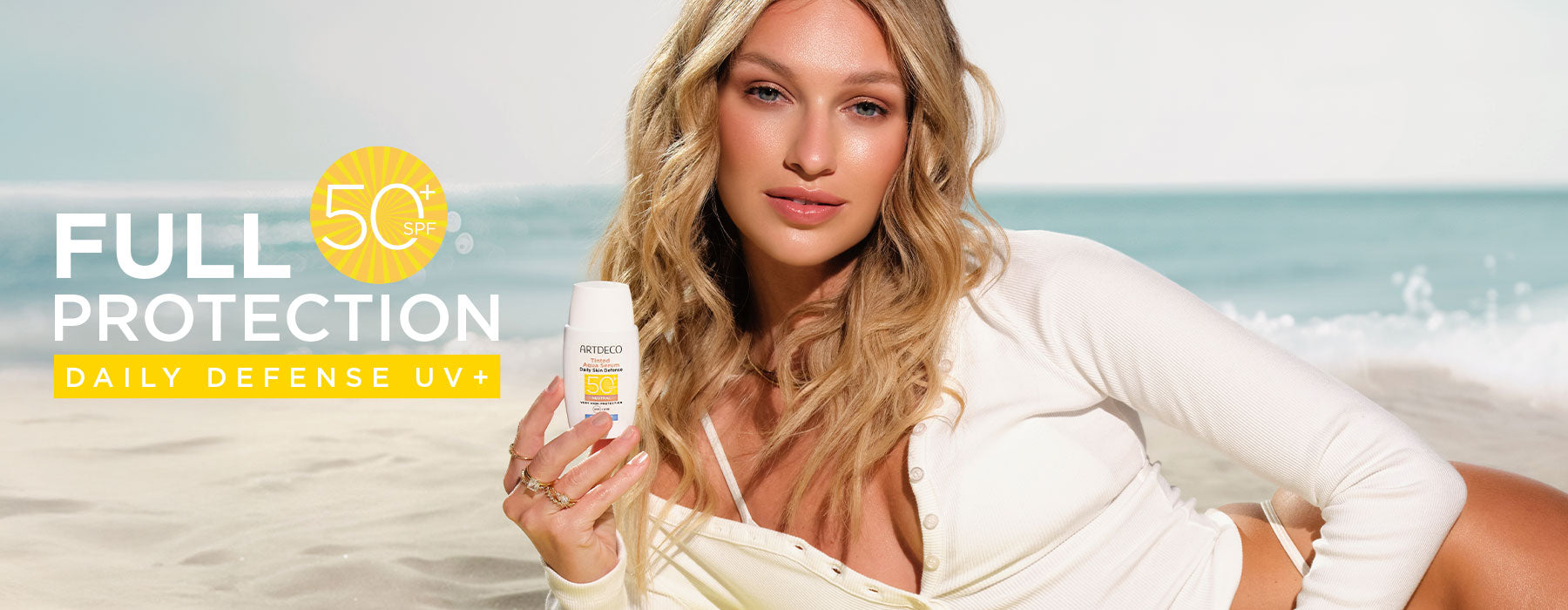Keyvisual zum neuen Aqua Serum Daily Defense SPF50+ das Pflege und Sonnenschutz in einem vereint