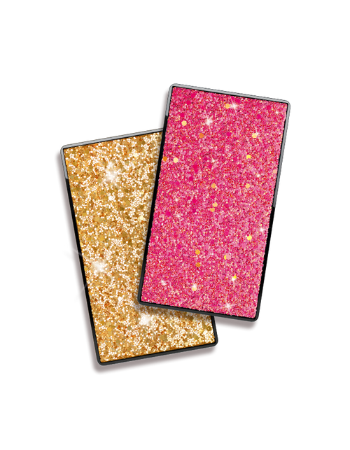 Produktbilder beiden Glittery Eyeshadow Paletten „made to sparkle“ und „rosy gemstones“