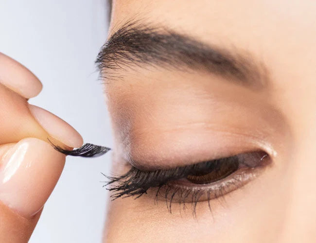 Die obere magnetische Wimper wird platziert