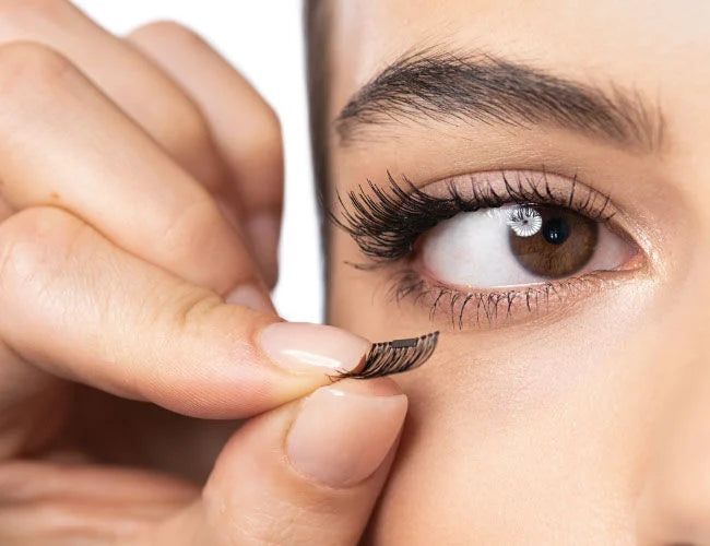 Die untere magnetische Wimper wird platziert