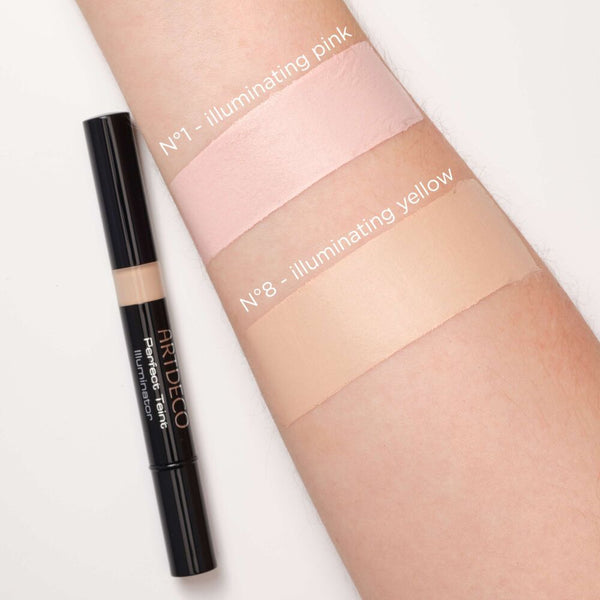 Alle Farben des Artdeco Perfect Teint Illuminator aufgetragen auf einem Arm.